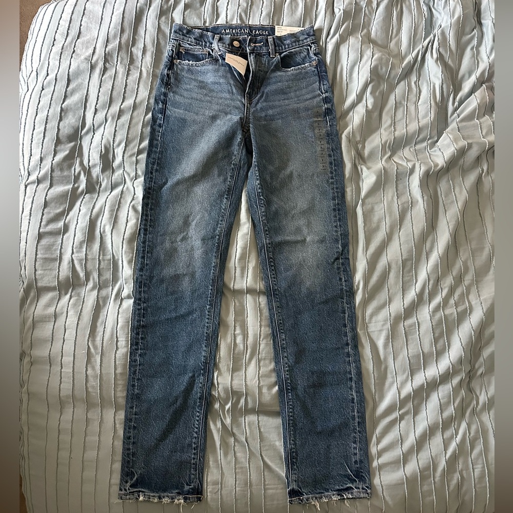 American Eagle Straight Leg Long Classic Blue Denim Jeans